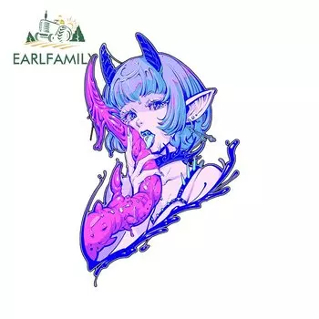 EARLFAMILY, 13 см 8,2 см, тема дьявола, фотография, мультяшный стиль, дизайнерские наклейки, Солнцезащитная пленка для автомобильной двери