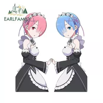 EARLFAMILY 13 см для аниме Близнецы с синим Rem Ram, виниловый кондиционер воздуха, доска для серфинга RV, водонепроницаемая наклейка