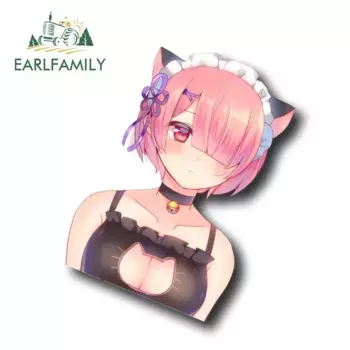 EARLFAMILY 13 см для близнецов с синим Rem Ram аниме Peek автомобильные наклейки наклейки на кондиционер водостойкая мультяшная защита двери автомобиля