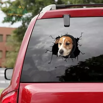 EARLFAMILY 13 см для Джека Рассел-терьера, осколки стекла, автомобильные наклейки, забавная наклейка, автомобильные аксессуары, наклейка на лобовое стекло, водонепроницаемая