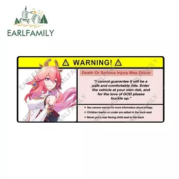 EARLFAMILY 13 см для Genshin, предупреПредупреждение о столкновении, аксессуары для мотоцикла и автомобиля, наклейка для ноутбука, Забавный Водонепроницаемый аниме