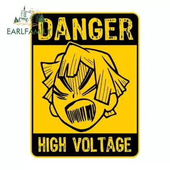 EARLFAMILY 13 см для графики, наклейки Zenitsu высокого напряжения, автомобильные виниловые наклейки на стену, наклейки на заднюю панель, аниме, забавные наклейки для защиты от солнца