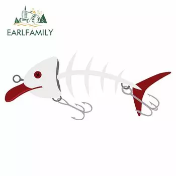 EARLFAMILY 13 см для иронической рыболовной приманки, автомобильная наклейка, водонепроницаемая устойчивая к царапинам наклейка, индивидуальное виниловое украшение для мотоцикла