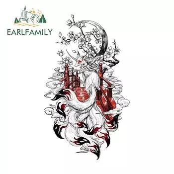 EARLFAMILY 13 см для маски лисы Луна сакуры цветущие автомобильные наклейки водонепроницаемые индивидуальные виниловые наклейки для автомобиля обертывание граффити