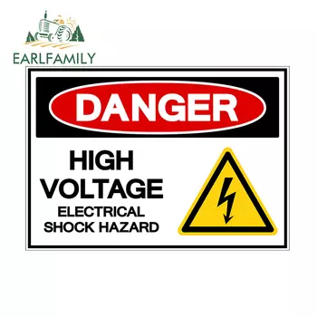 EARLFAMILY 13 см для опасности, высокое напряжение, наклейка на автомобиль, безопасность, первая улица, наклейка, водонепроницаемый багажник, фургон, веселая графика