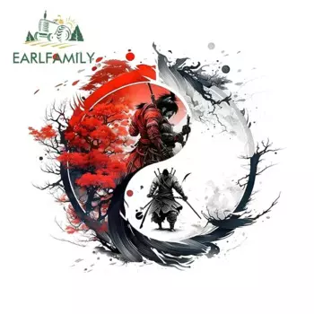 EARLFAMILY 13 см для самурая Yingyang японский стиль чернила Rouninn автомобильные наклейки мультяшные индивидуальные наклейки устойчивый к царапинам декор