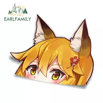 EARLFAMILY 13 см для Sewayaki Kitsune no Senko-san Peeker, автомобильные наклейки, окклюзия, царапины, простые наклейки, защита двери автомобиля в стиле аниме