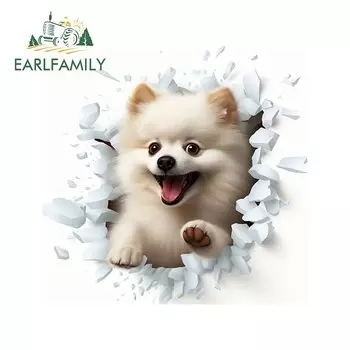 EARLFAMILY 13 см для собаки 3D мультфильм забавный померанский шпиц автомобильные наклейки водостойкие простые наклейки окна виниловая пленка для автомобиля Декор