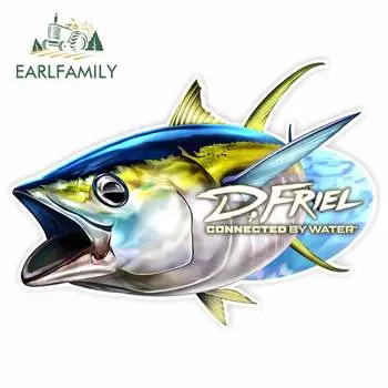 EARLFAMILY 13 см для YellowFin Tuna, тонкие автомобильные наклейки, водонепроницаемая наклейка, Стайлинг автомобиля, виниловый материал, устойчивый к царапинам для JDM SUV RV
