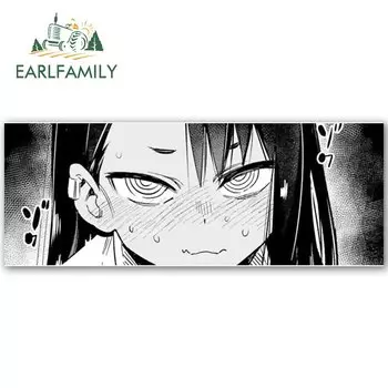 EARLFAMILY 13 см мультфильм аниме Nagatoro Румяна Slap смешная Автомобильная наклейка Водонепроницаемая JDM VAN RV Наклейка Окно Бампер ноутбук DIY Декор