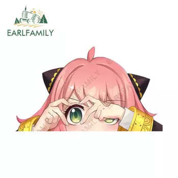 EARLFAMILY 13 см SPYFAMILY Anya аниме виниловые наклейки на машину интересная мотоциклетная наклейка на бампер для украшения Tesla VAN ATV