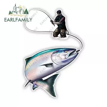 EARLFAMILY 13 см x 10,1 см для форели, рыбы, автомобильная наклейка, водонепроницаемая наклейка, забавные автомобильные аксессуары, солнцезащитный крем, декор для автофургонов, холодильников