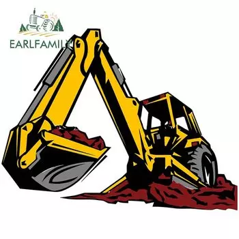 EARLFAMILY 13 см x 10,1 см для строительных работ, экскаватора, искусственный материал, наклейка, аниме «сделай сам», индивидуальная печать