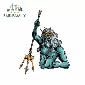 EARLFAMILY 13 см x 10,3 см для Нептун Посейдон Греция наклейка на багажник личность автомобильные мультипликационные наклейки прикуса поцарапать украшение