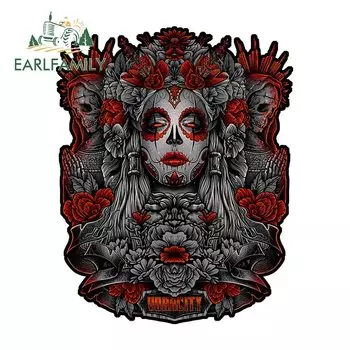 EARLFAMILY 13 см x 10,4 см Catrina красивая роза девушка череп виниловая наклейка для автомобиля мотоцикл тюнинговая наклейка ноутбук автомобильный шлем стиль
