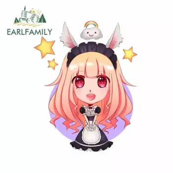 EARLFAMILY 13 см x 10,4 см аниме девушка горничная искусственное животное наклейка устойчивая к царапинам кондиционер для холодильника Декор