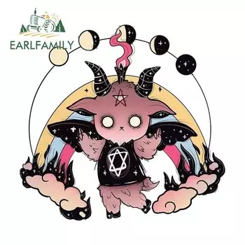 EARLFAMILY 13 см x 10,5 см для Каваий Готический дьявол, автомобильные наклейки с прикусом, защита от царапин, автомобильная дверь, винил