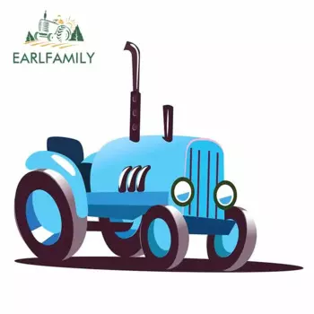 EARLFAMILY, 13 см x 10,6 см, голубой трактор, Мультяшные автомобильные наклейки, модная печать, защита двери автомобиля, наклейка, Забавный устойчивый к царапинам Декор
