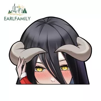 EARLFAMILY 13 см X 10,6 см Hentai Albedo Peeker аниме виниловые наклейки на машину интересные аксессуары для мотоциклетного зеркала заднего вида