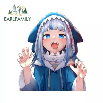 EARLFAMILY 13 см x 11,3 см для Gawr Gura Shark Автомобильная наклейка для грузовика автомобильные аксессуары стикеры водонепроницаемые украшения для доски для серфинга