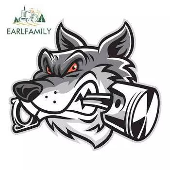 EARLFAMILY, 13 см x 11,3 СМ, забавная виниловые наклейки на машину наклейка на автомобиль с волком, водонепроницаемая печатные наклейки на заказ