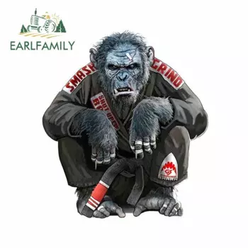 EARLFAMILY 13 см x 11,3 см для нежного искусства джиу-джитсу, шимпанзе, виниловые наклейки для автомобиля, внедорожник, тонкая наклейка на окно, индивидуальный декор с принтом