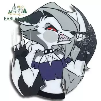 EARLFAMILY 13 см x 11,4 см для пушистых автомобильных наклеек Helluva Boss, граффити, личная искусственная Водонепроницаемая Солнцезащитная пленка