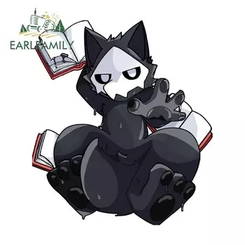 EARLFAMILY 13 см x 11,5 см Пушистый пурпурный милый с книжками, водонепроницаемый стикер, индивидуальный Декор от царапин и прикуса