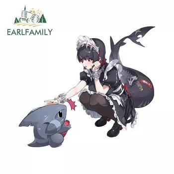 EARLFAMILY 13 см x 11,6 см кавайная Эллен Джо наклейки на машину приседание игра Акула милые аниме наклейки водонепроницаемые окна Стайлинг автомобиля