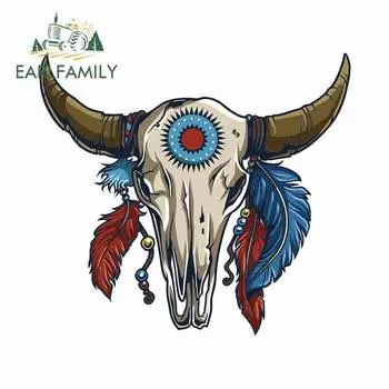 EARLFAMILY 13 см x 11,9 см для черепа животного, индейцев, тонкая наклейка на багажник, автомобильные наклейки, модные водонепроницаемые наклейки для JDM SUV RV