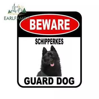 EARLFAMILY 13 см x 11 см Остерегайтесь SCHIPPERKES, защитное покрытие, царапины, композитный знак, виниловый Стайлинг автомобиля, домашнее животное