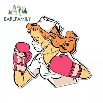 EARLFAMILY 13 см x 12,2 см для медсестры, боксерские наклейки на лобовое стекло, окна, холодильник, автомобильные наклейки, устойчивые к царапинам, Стайлинг мотоцикла и автомобиля