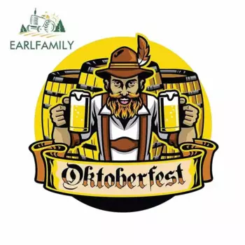 EARLFAMILY 13 см x 12,3 см Октоберфест человек держит пиво автомобиль наклейка украшение ATV RV JDM холодное устойчивое к царапинам украшение