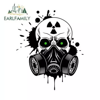 EARLFAMILY 13 см x 12,7 см для черепа с противогазовой маской водитель багажника водонепроницаемый ноутбук окна искусственная наклейка графика фургона