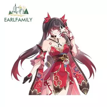 EARLFAMILY 13 см X 12,7 см для блестящей маски лисы, Honkai, звезда, рельс, простые наклейки, водонепроницаемая Автомобильная этикетка
