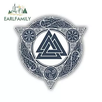 EARLFAMILY 13 см x 12,7 см для древнего кельтского валкнута, викингов, автомобильные наклейки с защитой от царапин, фотовиниловая Водонепроницаемая Автомобильная этикетка