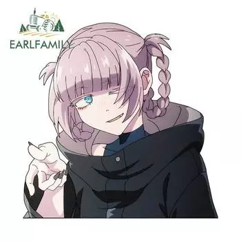 EARLFAMILY 13 см x 12,9 см, NANAKUSA NAZUNA виниловые наклейки на машину, автомобильная пленка, переводная картинка Campervan, водонепроницаемая, с окошком, аниме, защита от солнца