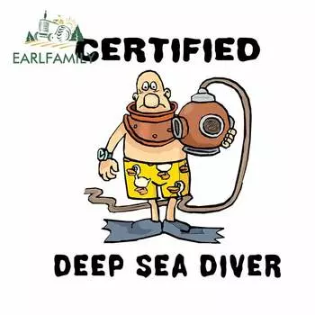 EARLFAMILY 13 см x 12 см для сертифицированного глубоководного водолаза, переводная картинка с персонажами мультфильмов, искусственное аниме для бампера, мотоцикла