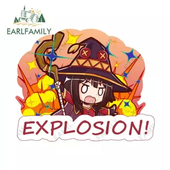 EARLFAMILY 13 см x 12 см для Megumin, виниловые взрывозащищенные аниме наклейки на автомобиль, солнцезащитные зеркальные водонепроницаемые Фотообои