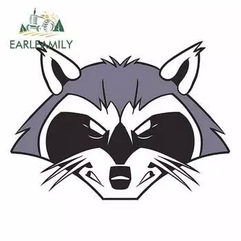 EARLFAMILY 13 см x 13 см агрессивные наклейки на автомобиль с изображением головы енота