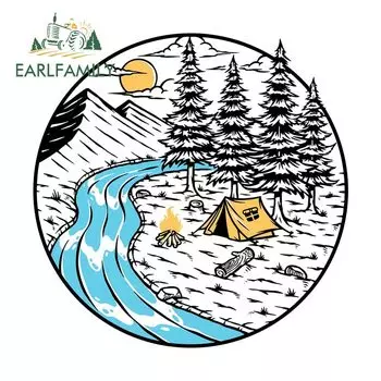 EARLFAMILY 13 см x 13 см для кемпинга в природе, автомобильные наклейки, солнцезащитные устойчивые к царапинам наклейки, водонепроницаемые аксессуары