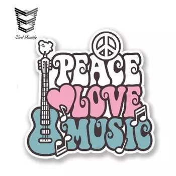 EARLFAMILY 13 см x 13 см Love Peace музыкальная наклейка Аксессуары для стайлинга автомобиля Светоотражающая Водонепроницаемая Смешная Виниловая Наклейка декоративная наклейка