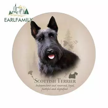 EARLFAMILY, 13 см x 13 см, шотландский терьер, Скотти, собака, наклейки на кузов автомобиля, виниловые наклейки на заднее стекло, животные, модные автомобильные аксессуары