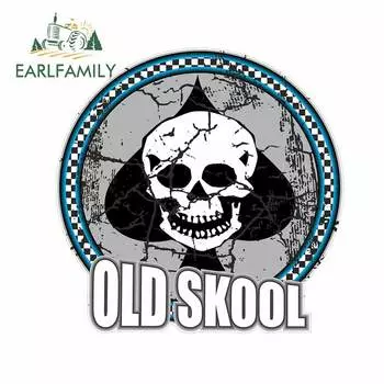 EARLFAMILY 13 см x 13 см Состаренный старый Череп старый стиль туз Ретро дизайн для крысы Виниловая наклейка для автомобиля