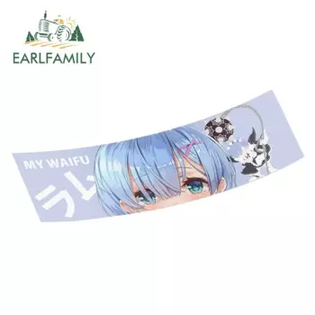 EARLFAMILY 13 см x 5,9 см для Rem Kawaii Slap индивидуальная Автомобильная наклейка наклейки с персонажами из мультфильмов аниме графика устойчивая к царапинам Декор