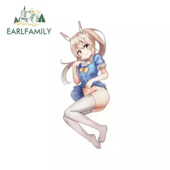 EARLFAMILY 13 см x 5 см, зайчик, фотоблестящая голубая юбка, виниловая фотобумага, солнцезащитные автомобильные товары с защитой от царапин