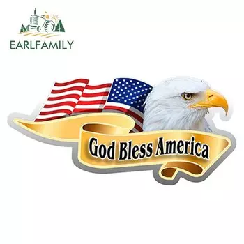 EARLFAMILY 13 см x 6,2 см, американский флаг God Bless America, автомобиль, окно, грузовик, дверь, строительное звено, Забавный Дрифт, раллийный автомобиль, наклейки