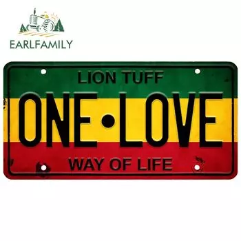EARLFAMILY 13 см x 6,6 см для винтажного Rasta номерного знака ONE LOVE виниловые автомобильные наклейки на холодильник DIY Декор для доски для серфинга