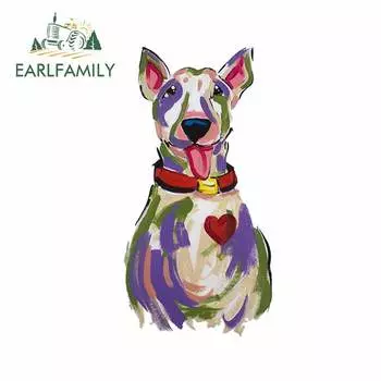 EARLFAMILY 13 см x 6,7 см Рисунок Бультерьера, собака, искусство, наклейка на автомобиль для заднего лобового стекла, двери, багажника, бампера