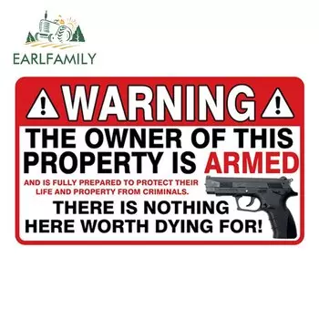 EARLFAMILY 13 см x 7,7 см предупреждающий владелец армированной безопасности Автомобильная Наклейка оружие виниловая наклейка на заднее ветровое стекло багажник дверь Стилизация автомобиля